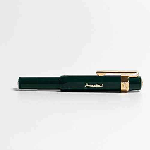 Kaweco Sport Classic Fountain Pen Green, Fine Nib Sport Octagonal Clip Gold