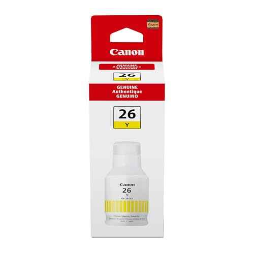 Canon GI-26 Genuine Pigment Yellow Ink Bottle, Compatible with MegaTank GX7120, GX6120, GX5120, GX6020, GX7020, GX6021, GX7021, GX5020, GX4020, and GX3020 Printers