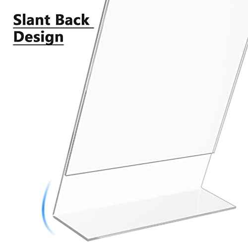 MaxGear Acrylic Sign Holder 8.5 X 11, Plastic Paper Holder With Vertical Slanted Back, Picture Photo Frames Display Stand Flyer and Document Organizer for Office Desktop Use, 10 Pack
