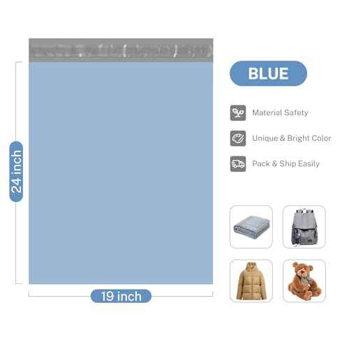 Metronic Poly Mailers 19x24 Inch 50 Pcs, Large Shipping Bags for Clothing, Strong Thick Mailing Bags with Self Adhesive Waterproof and Tear-Proof Large Package Bags for Small Business in Haze Blue