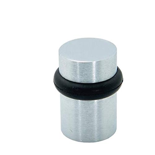 QCAA Cylindrical Floor Mount Door Stop, Height, 2", Solid Brass, Satin Chrome, Made in Taiwan, 2 Pack