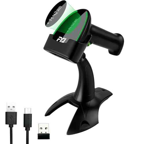 FYJ Wireless Barcode Scanner, QR Bar Code Scanners with 2.4G Wireless & Bluetooth Function & Wired Connection, 1D 2D Handheld Barcode Reader with Stand