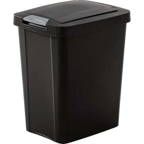 Sterilite 7.5 Gallon Black TouchTop Wastebasket - Slim, Concealed Lid