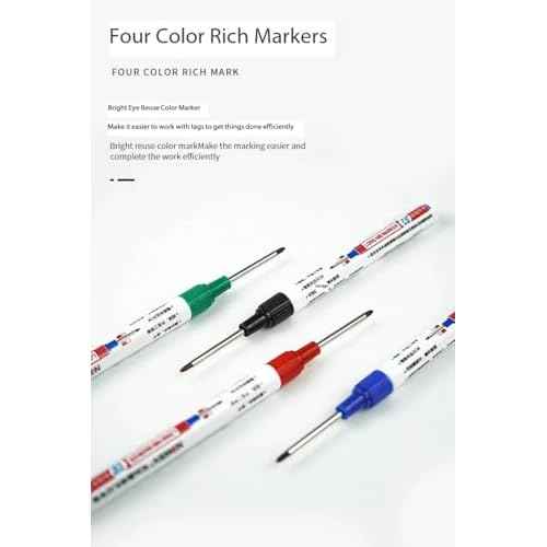 Generic Long Head Deep Hole Marker Pens, 2024 Upgrade, Permanent, Quick-dry, Waterproof Long Nib, Colorful Carpenter Deep Reach Markers, 4 Color Set, Black/red/green/blue