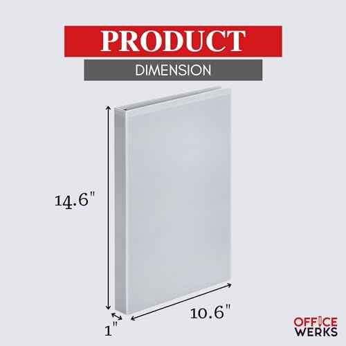 Performore - Office Werks Heavy Duty 4-Pack Legal Size View Binder - 14" x 8.5", White, 1 Inch D-Ring, Back Mount Binder