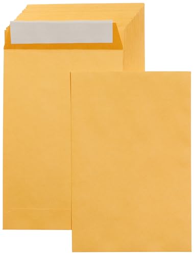 100-Pack 6x9 Inch Brown Kraft Catalog Envelopes with Peel & Seal Closure