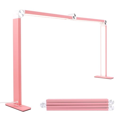 Half Moon Light for Nail Desk, 34.5In Foldable Square Nail Tech Lamp, 3000-6000K Dimmable Half Moon Nail Light for Manicure, Lash Eyelash Extension, Tattoo, Eyebrows, Crafts (Pink)