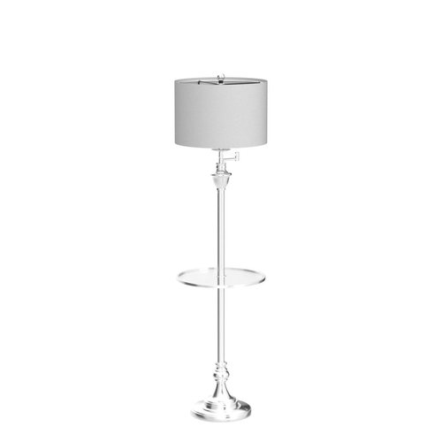 JONATHAN Y JYL3055B Cora 60" Metal/Glass LED Side Table and Floor Lamp Contemporary,Transitional for Bedrooms, Living Room, Office, Reading, Chrome