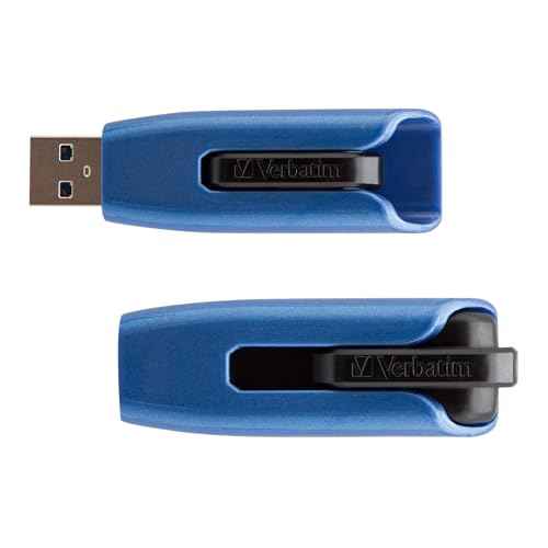 Verbatim 128GB USB 3.0 Store 'n' Go V3 Max Flash Drive - Cap-Less & PC / Mac Compatible - Blue