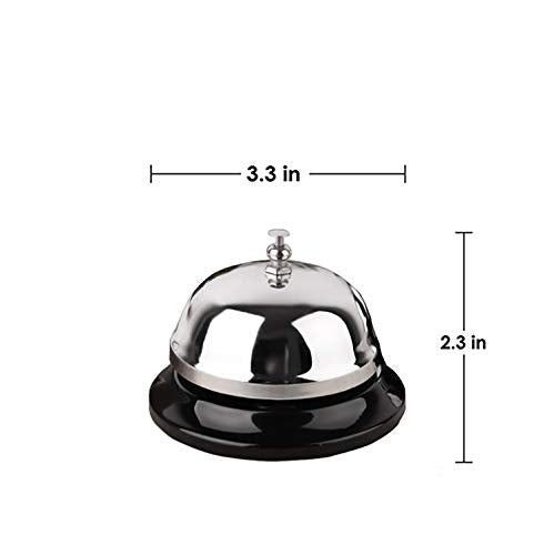 HeeYaa 3.3 Inch Silver Call Bell Pack of 2 – Sturdy Metal Desk Bells for Hotels, Hospitals, Schools, Reception Areas