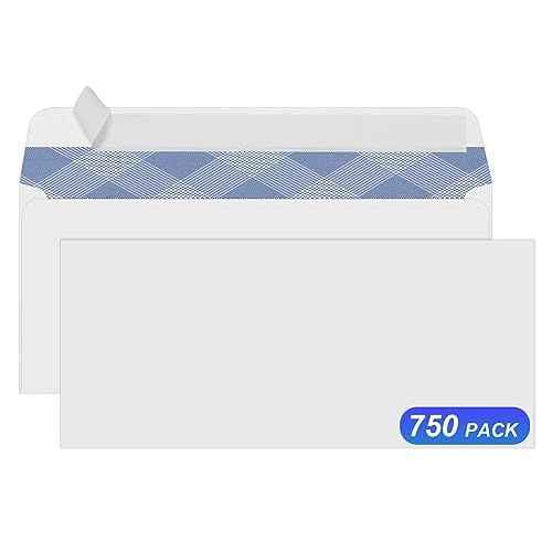 750#10 Security Envelopes, PANDRI Self Seal Windowless Envelopes, Security Tint Pattern for Secure Business Mailing, Invoices and Statements, Size 4-1/8 x 9-1/2 Inch - 24 LB