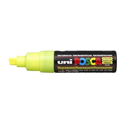 UNI POSCA PC-8K CHISEL TIP MARKER PEN- FLUORESCENT YELLOW (BOX OF 6)