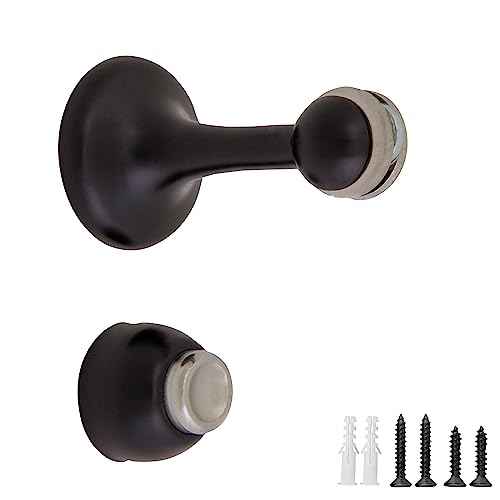 Magnetic Door Stop Wall Protector with Magnetic Tip, Design House Oil Rubbed Bronze Steel Door Stoppers, 4-Pack, 189324-ORB