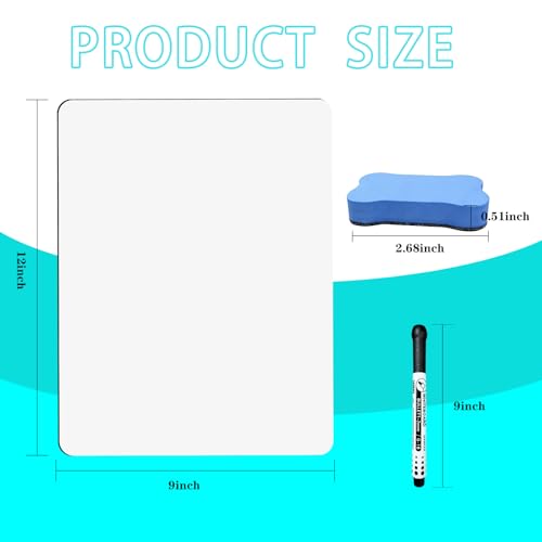 VPJ Double Sided Portable White Board 9x12 Inches - Listing 2, Mini Dry Erase Board with Markers & Erasers