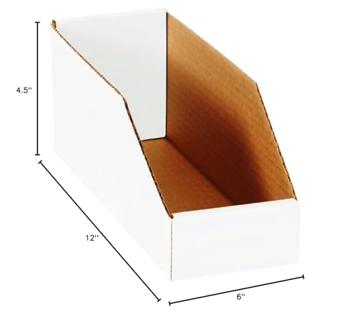 BOX USA BBINMT612 Open Top Bin Boxes, 6" x 12" x 4 1/2", Oyster White (Pack of 50)