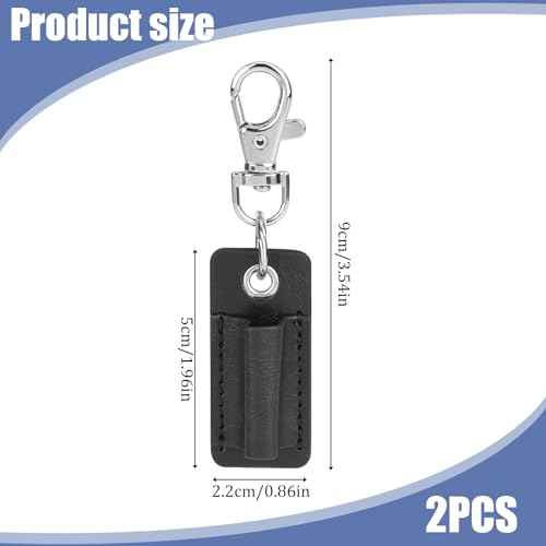 2 Pieces Lanyard Pen Clip, Anti-Lost Neck Lanyard, Portable Leather Neck Pen Holder Keychain