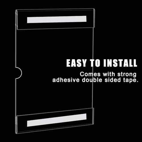 12pack 8.5 X 11 Wall Mount Acrylic Sign Holder with Tape, Clear Plastic Menu Holder, Unbreakable Table Sign Holder for Office, Restaurant, Store, School and Home Use with Notch