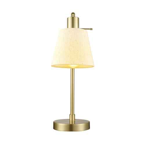 GLOBE Electric 61000057 16" Desk Lamp, Matte Brass Finish, White Shade, Adjustable Pivot Joint, Rotary Switch on Socket, Modern Lighting for Bedroom or Office, Indoor Lights, E26 Base