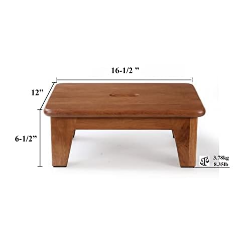 CONSDAN Step Stool for Bed - USA Grown Oak, Wooden Stool for Adults and Seniors, 6.5" High, Non-Slip Mat, No Assembly Needed, Solid Wood, Chocolate Color