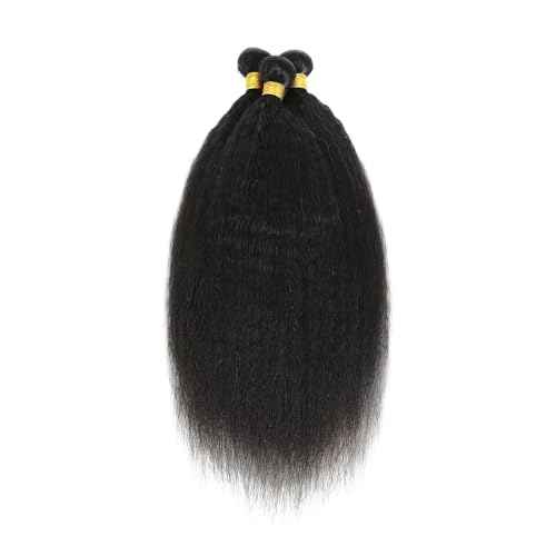 20 22 24 Inch Yaki Straight Bundles Human Hair Bundles #1B Nature Black Kink Straight Bundle Unprocessed Brazilian Virgin Weave Hair 3 Bundle 50 Gram Per Bundle for Woman