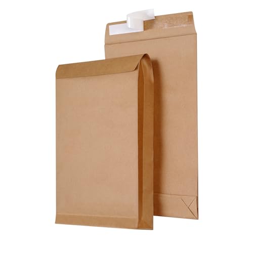 Tanshuqin Kraft Expandable Envelopes 9.4 x 13.2 Inches - 25 Pack Self-Sealing Large Kraft Envelopes for Documents and Storage