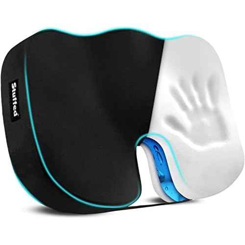 Stuffed Seat Cushion for Office Chair, Desk Chair Cushion for Long Sitting, Ergonomic Butt Cushion for Desk Chair, Gel Office Chair Seat Cushion, Memory Foam Butt Support for Chair