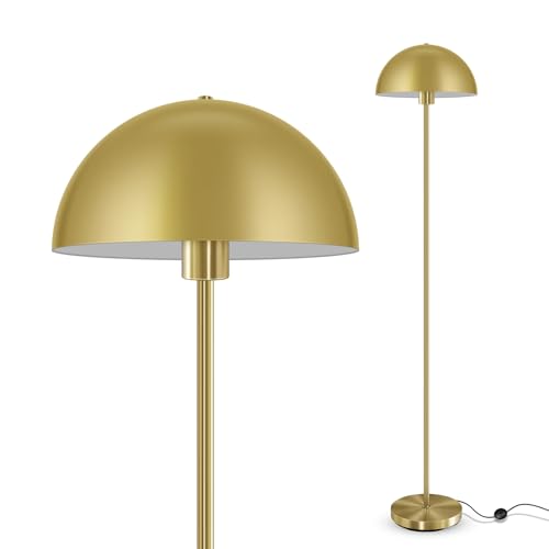 Modern Gold Floor Lamps for Living Room 66Inch, Tall Industrial Floor Lamp, Metal Standing Lamp with Mushroom Dome Shade, Mid Century Loft Corner Reading Lamp for Bedroom Office Nursery Room, NO BULB