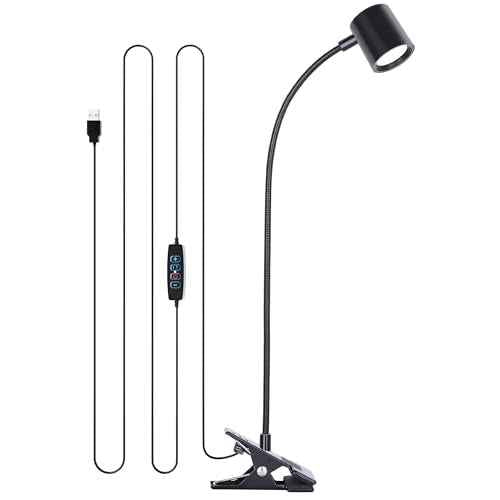 Dott Arts Desk Lamp,USB Clip On Light,Book Lights for Reading at Night,3 Color Modes,10 Brightness Clamp Lights,360¡Æ Gooseneck LED Reading Light for Books in Bed,Eye-Care for Home Office,Headboards