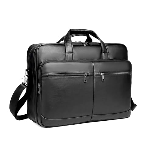 seyfocnia Men¡¯s Leather Messenger Bag, 15.6 Inch 17.3 Inch Laptop Briefcase Satchel Computer Shoulder Bag Business Handbag