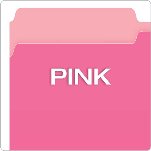 Pendaflex Two-Tone Color File Folders, Legal Size, Pink, 1/3 Cut, 100/BX (153 1/3 PIN)
