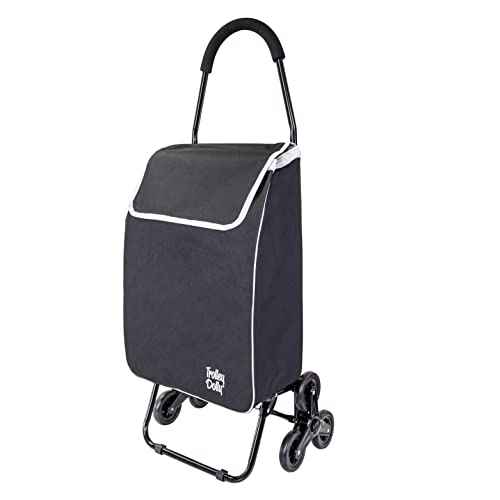 dbest products Trolley Dolly Sport Stair Climber ? Foldable Grocery Cart on Wheels ? Multi Use Rolling Cart with Removable Bag, Hand Truck Dolly Function, and Stair Climbing Wheels, Black