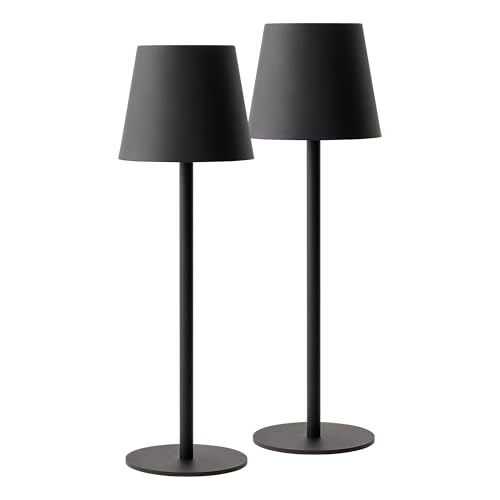 Versa LED Cordless USB-C Re-Chargeable Desk Lamp, 5200mAh Battery Operated 3 Color Temperature 2700K-3000K-3500K and Fingertip Touch On/Off Plus Dimming Two 5in Adj Height Stems in Black (Pack of 2)