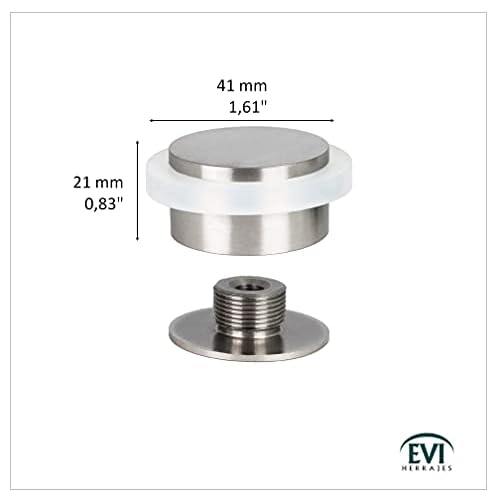 Adhesive Door Stop with Screw (Dual Installation System), Matte Finish, White Rubber, Manufacturing and Design Hardware EVI, Ref I-20335 x 19BDUALBCB, 35©ª x 20mm, 04020335X19BDUALAM