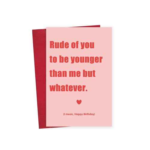 Funny Birthday Card & Gifts for Friend Sister Bestie, Humorous Birthday Card for Husband Wife, Cute Birthday Card for Men Women, Younger Than Me But Whatever