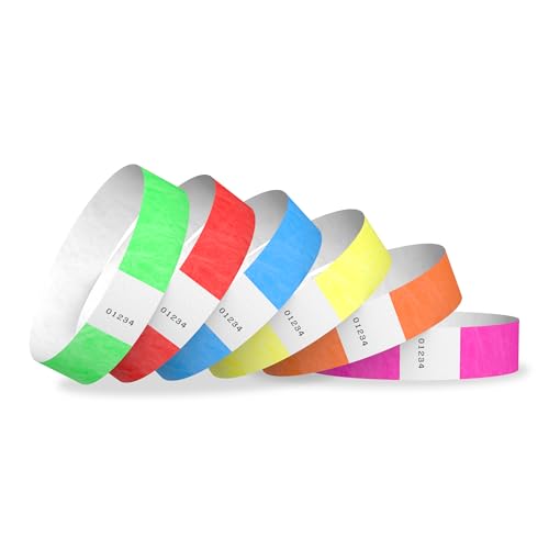 WristCo 600 Tyvek Event Wristbands - Variety Pack of 6 Colors, Tamper-Proof, Adjustable, USA Made
