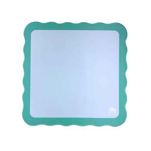 Generic Mini Mahjong Mat (4 Color Combinations) | Scalloped Edges & Bright Colors | 21"" x 21"" (Blue Center- Green Scallop)