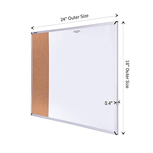 Combination Whiteboard Cork Bulletin Board 24x18" - Magnetic & Dry Erase Surface