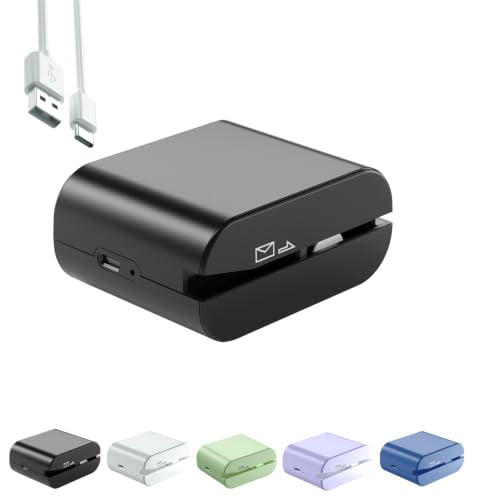 Black Rechargeable Electric Letter Opener - Automatic Envelope Slitter, USB-C Charge