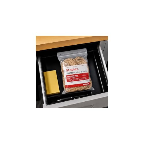 Staples #117B Heavy-Duty Rubber Bands, 1/4 lb Bag (Approx. 50 Bands) - Beige