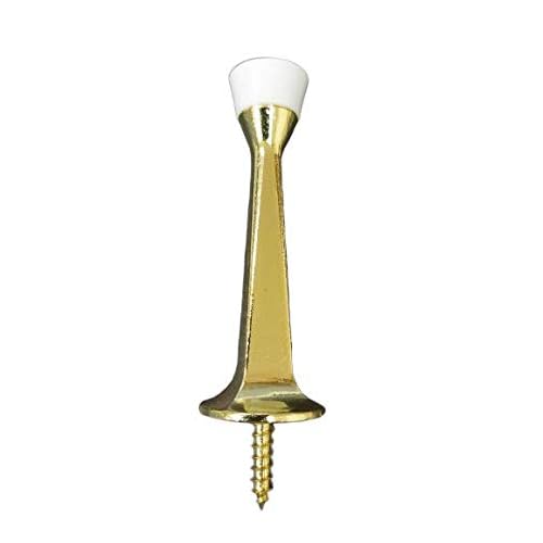 QCAA Rubber Tip Heavy Duty Solid Rigid Door Stop, 3", Zinc Die Cast, Brass Plated, Made in Taiwan, 20 Pack