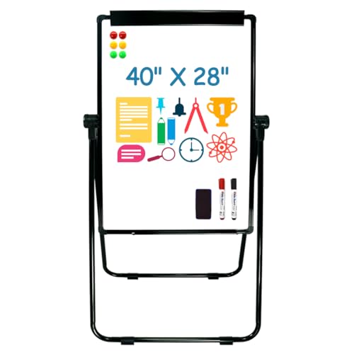 SCZS 40x28 Black Double Sided Magnetic Whiteboard with Adjustable Stand