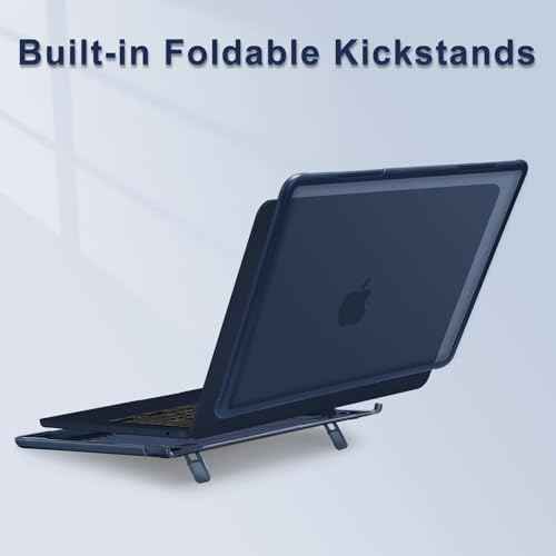 MOSISO Compatible with MacBook Air 13 inch Case 2025 2024 2023 2022 M4 A3240 M3 A3113 M2 A2681, Heavy Duty Hard Case with Kickstand&Keyboard Cover&Screen Film&Type C for MacBook Air 13.6,Midnight Blue