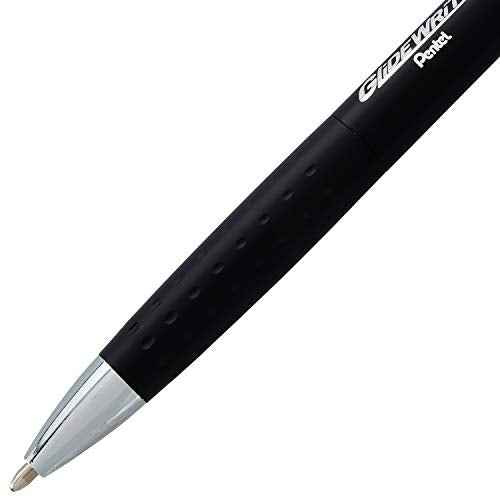 Pentel Glidewrite Executive Ballpoint Pen, (1.0mm) Medium Line, Black Metal Barrel, Black Ink, Box of 12 (BX970A-A)