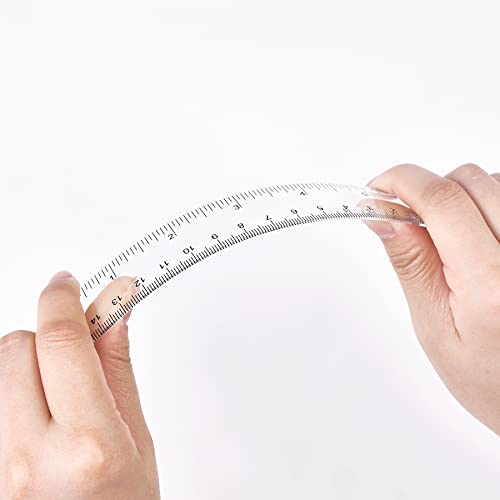Unjoo 6 Inch Clear Plastic Ruler 2 Pack - Straight Measuring Tool for School & Office