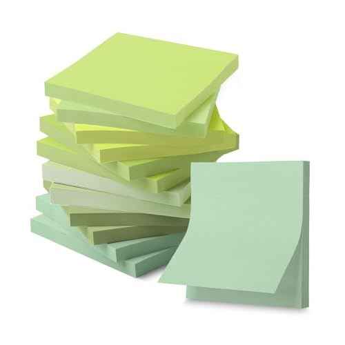 Mr. Pen- Sticky Notes, 3¡±x3¡±, 12 Pads, 600 Sheets, Shades of Green Sticky Notes 3x3