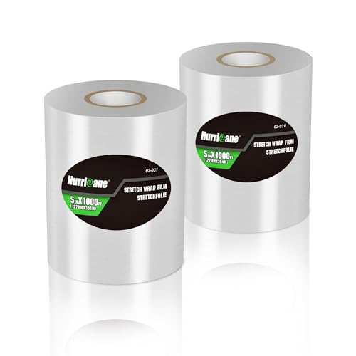 HURRICANE Stretch Wrap Film Refill Rolls, Clear Roll, 2 Pack 80 Gauge