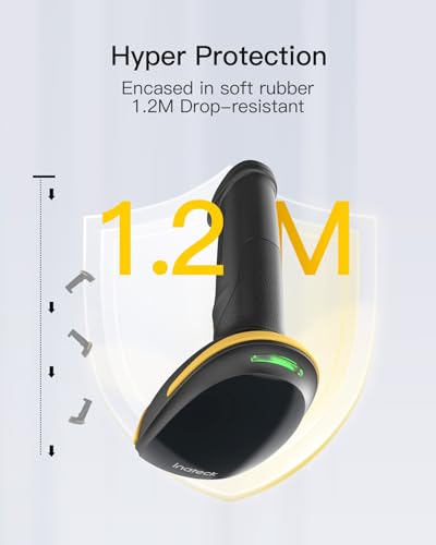 Inateck Wireless Bluetooth 1D Barcode Scanner with 2000mAh Battery - Handheld, Long Lasting