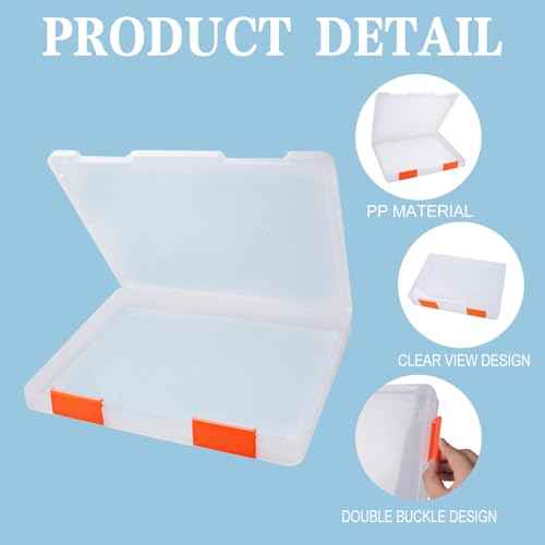 12 Pcs Clear A4 A5 File Box Document Plastic Storage Box with 48 Labels File Holder Organizer Paper Plastic Case Magazine Protector with Buckle Office School Supplies