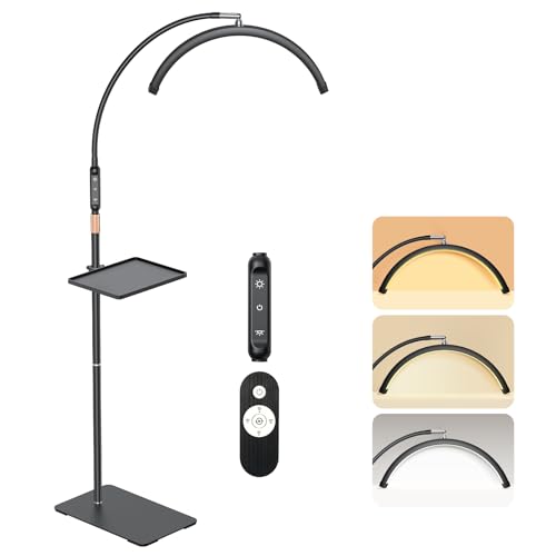 Lash Light, Half Moon Lamp with Tool Tray, LED Moon Light for Eyelash Extensions, Adjustable Color Modes and Flexible Gooseneck, Suitable for Beauty Salons and Beginner DIY (Black)
