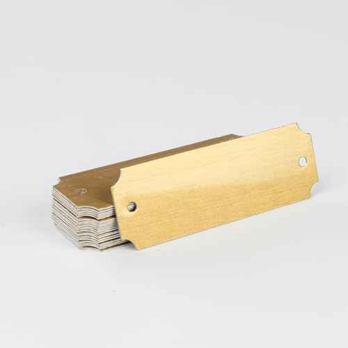 20 Pcs Name Plates Laser Engraved, Plaques Personalized Engraved, Solid Metal Plate, Name Plate for Desk, Personalized Plaque Blank, Custom Name Tag, Laser Engraving Blanks (1'' X 3'') (Gold)
